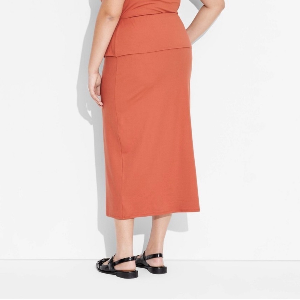 NWT Wild Fable Women's Dark Orange Midi Pencil Skirt XXL - Picture 2 of 8